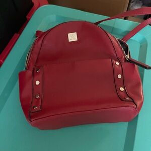 Red Women's Faux Leather Backpack - Stylish Everyday Bag